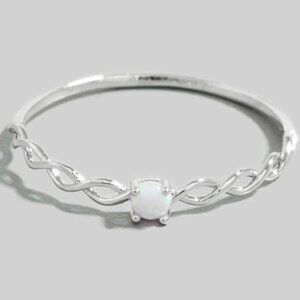 WHITE GOLD DIPPED BRAIDED OPAL RING